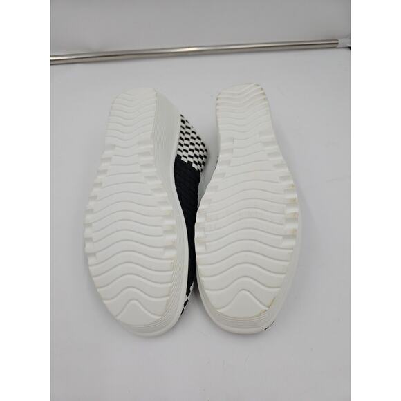 Womens Platform Wedge Braided Walking Shoe Black And White Basket Weave size 42 - Picture 4 of 4